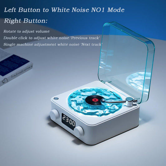 Portable vinyl Bluetooth speaker with adjustable light and time for bedroom parties